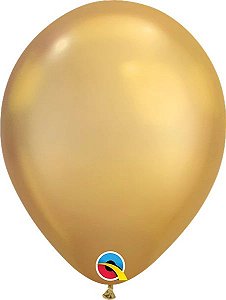 Balão Latex Round 11  Chrome Dourado