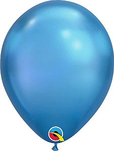 Balão Latex Round 11  Chrome Azul