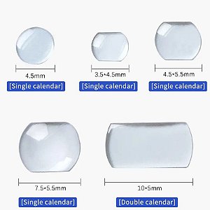 Lente cyclop cristal mineral para janela de data 1 peça tamanhos de 4,5mm a 10,0mm importado