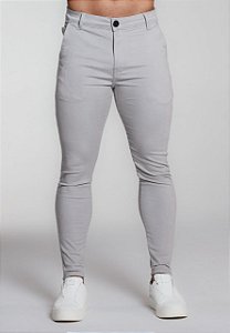 CALÇA SKINNY ALFAIATARIA CINZA C/ ELASTANO