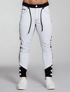 CALÇA SKINNY C/ ELASTANO PRETA E BRANCA