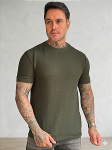 CAMISETA TEXTURA RELEVO VERDE MILITAR