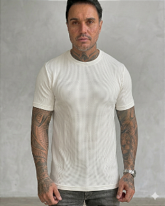 CAMISETA VISCOSE C/ ELASTANO TEXTURADA BRANCA