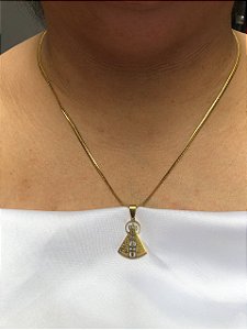 Colar Nossa Senhora de Aparecida em Aço Inox Dourado