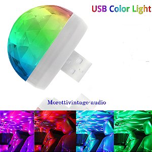 2 Mini Globinho Festa Dj Usb Luz Rgb Bola Maluca Led Carro