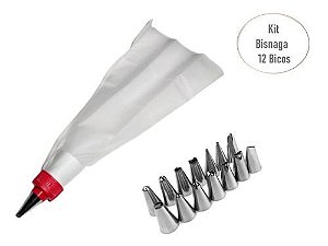 Bico Confeitar E Decorar Bolo Kit Com 12 Unidades E Bisnaga