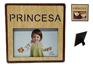 Porta Retrato Princesa Ou Príncipe Em Madeira 15 X 10