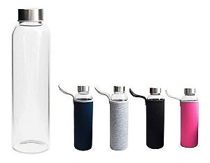 Garrafa Squeeze De Vidro Capa Neopreme Chá 550 Ml