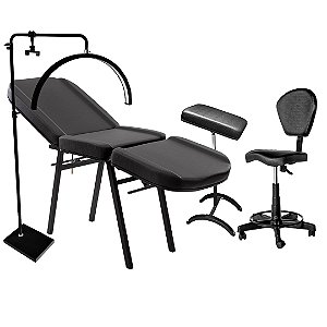 Pt 03 - Kit Promo Maca Fixa 03 Tatuagem Mocho Apoio Braço Preto Luminária