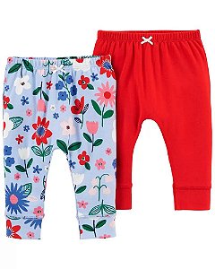 Kit 2 Calças Vermelho Floral