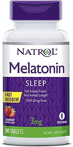 Melatonina Natrol - Fast Dissolve - Sabor Morango 3mg (90 Tabletes)