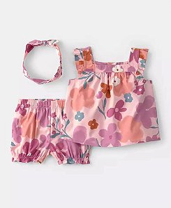 Conjunto Carter's Rosa Floral com Laço