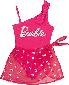 Maiô Rosa Barbie com Saia Tule