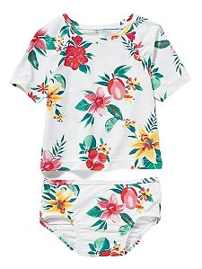 Conjunto Praia Branco Floral
