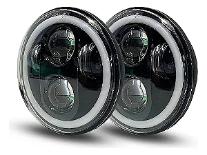 Farol Angel Drl Asx 45w 6000k 12-24v H4 Redondo 7 Polegadas