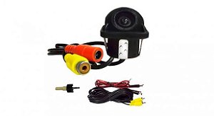 Mini Câmera Ré Automotiva Colorida Tartaruga Universal Preta com Entrada RCA