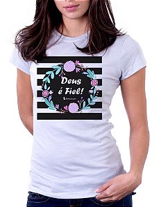 Camiseta Baby Look Básica Soft - Deus é Fiel