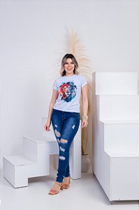 Camiseta Baby Look Básica Soft - Leão Aquarela (Imagem)