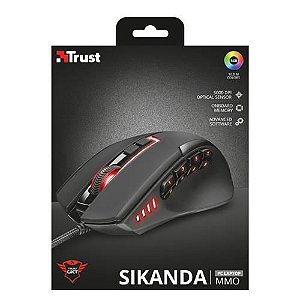 Mouse Gamer Trust GXT 164 Sikanda, RGB, 5000 DPI, 13 Botões Programáveis, USB, Preto