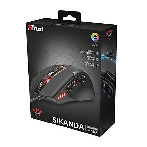 Mouse Gamer Trust GXT 164 Sikanda, RGB, 5000 DPI, 13 Botões Programáveis, USB, Preto