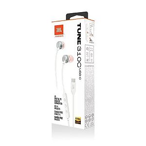 Fone de Ouvido JBL Tune 310C, USB-C, Pure Bass, In-ear, Branco