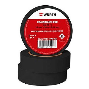 Fita Isolante Energy Preta 18mm x 20m Embalagem com 1 Unidades - Wurth