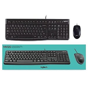 Kit Teclado e Mouse Logitech MK120, ABNT2, 1000 DPI, USB, Preto