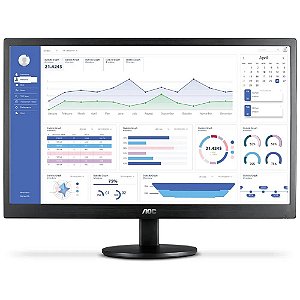 Monitor AOC M2470SWH2 23.6", Full HD, 60Hz, Low Blue Mode, HDMI e VGA, Preto