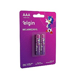 Pilha Recarregável Elgin 900mAh, 1.2V, Tipo AAA, 900mAh, Kit Com 2 Unidades