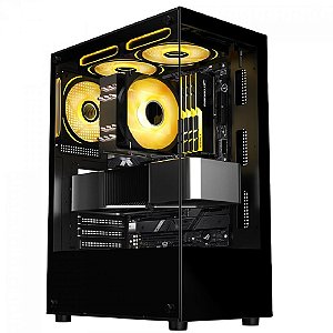 Gabinete Gamer Liketec Heydar Dark, Mid Tower, Cube Design, ATX, Vidro Temperado, Preto, LC-CB-HEYDAR-2084