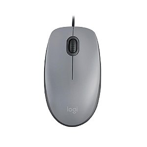 Mouse com fio USB Logitech M110 com Clique Silencioso, Design Ambidestro e Facilidade Plug and Play, Cinza - 910-006757