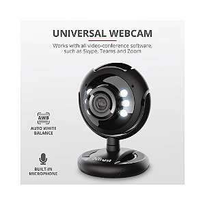 Webcam, Trust, Spotlight, Com Flash, Luzes Led, Microfone Integrado, Sensor De 640 X 480,Preto