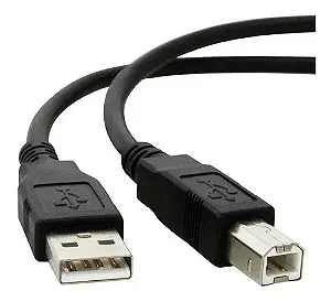 Cabo Para Impressora 2 Metros, 5+, USB A 2.0 MACHO Para USB B 2.0 MACHO,  Preto