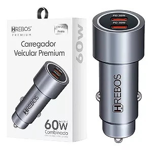 Carregador Veicular PREMIUM 60W Hrebos