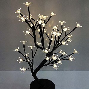 Luminária Mini Árvore Cerejeira de Led Com Flores 45Cm Branco Quente - Bivolt