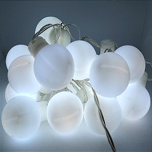 Cordão Com 20 Lâmpadas Bolinha LED Fixo Branco Frio 4M Bivolt - INTERNO