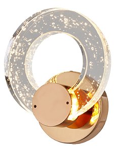 Arandela 15cm Dourado Metal+cristal Led 6w  3000k Bivolt