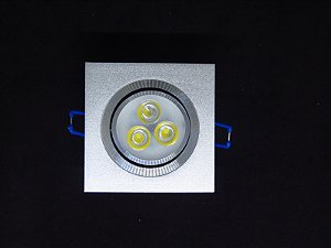 Spot LED 3W Branco Quente Quadrado Aço Escovado de Embutir - Direcionável Bivolt Alumínio