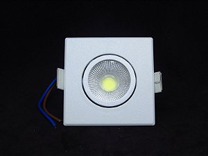 Spot LED 3W Branco Frio Quadrado Aço de Embutir - Direcionável Bivolt Cob