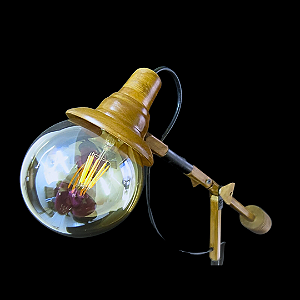 Luminária articulável de madeira artesanal bocal E27 - G - 59 x 59 cm