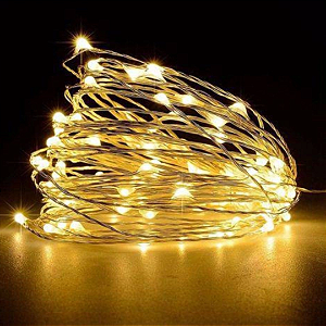 Cordão de Cobre 200 LEDs Fio de Fada 20 metros Branco morno -  Uso interno Bivolt