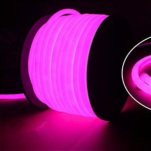 Mangueira Neon LED Flexível Rolo Com 100 Metros Rosa 127/220v
