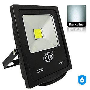 Refletor Holofote LED 20W COB Branco Frio a Prova D'água IP66