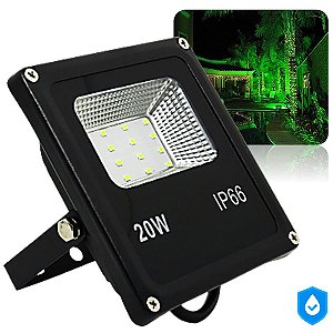 Refletor Holofote LED 20W SMD Verde a Prova D'água IP66