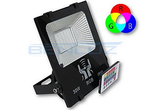 Refletor Holofote LED 30W RGB Com Controle a Prova D'água