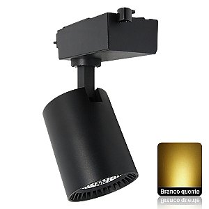 Spot LED 20W Branco Quente Para Trilho Eletrificado Preto