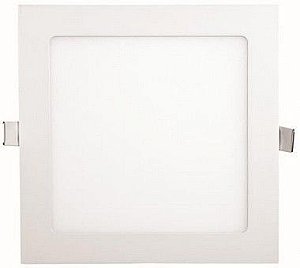 Luminária Plafon 18W LED 22x22 Quadrado Embutir Branco Morno