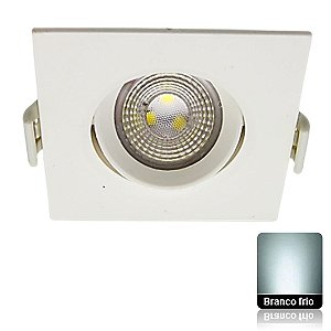 Spot LED SMD 3W Quadrado Direcionável Branco Frio
