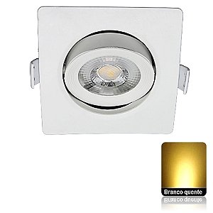 Spot LED SMD 7W Quadrado Direcionável Branco Quente