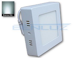 Luminária Plafon 6W LED 12x12 Quadrado Sobrepor Branco Frio